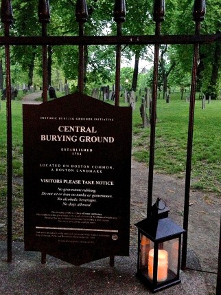 The group met outside the Boston Common, receiving a lantern to light the path. Photo by Brooke Stobbe