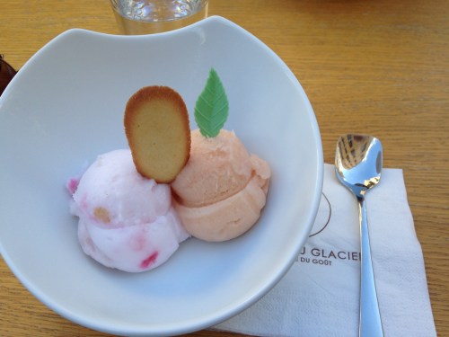 On the terrace with my blanket and spoon, I devoured the rose and melon flavors, enjoying the setting sun and church.